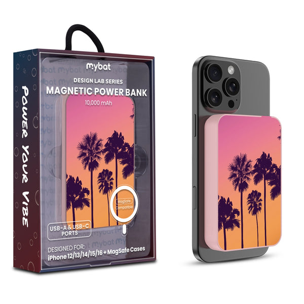 MyBat Design Lab 10000mAh Magnetic Wireless Power Bank - Pink - Palm Tree Sunset - MPBBAT143-PK-136-1.jpg