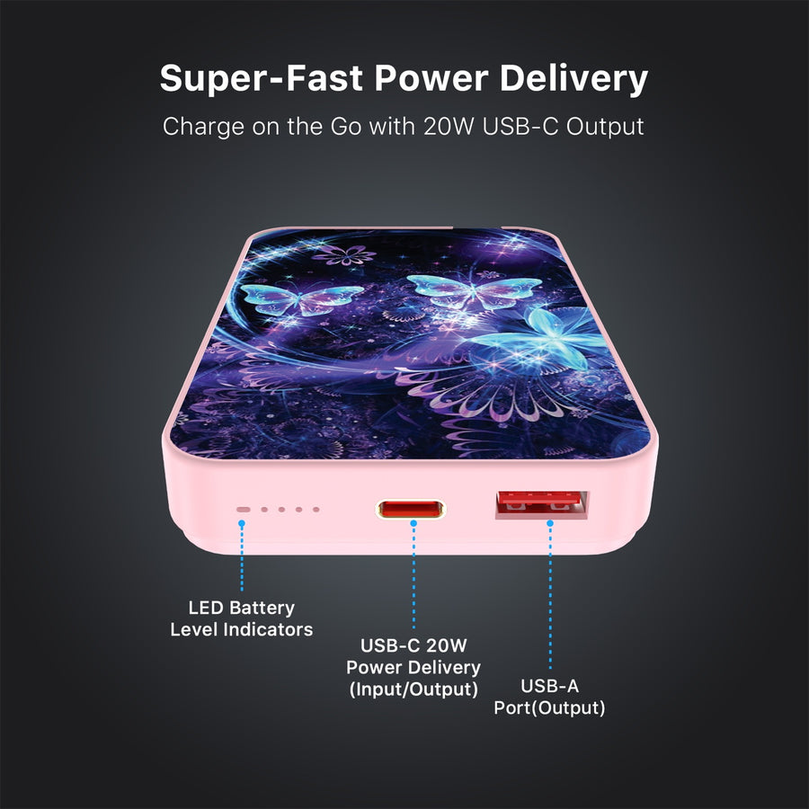 MyBat Design Lab 10000mAh Magnetic Wireless Power Bank - Pink - Butterfly Magic - MPBBAT143-PK-164-7.jpg