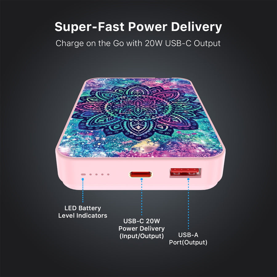 MyBat Design Lab 10000mAh Magnetic Wireless Power Bank - Pink - Cosmic Mandala - MPBBAT143-PK-165-7.jpg