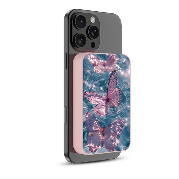 MyBat Design Lab 10000mAh Magnetic Wireless Power Bank - Pink - Floating Butterflies - MPBBAT143-PK-180-2.jpg