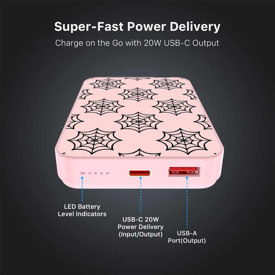 MyBat Design Lab 10000mAh Magnetic Wireless Power Bank - Pink - Pink Spider Web - MPBBAT143-PK-227-7.jpg