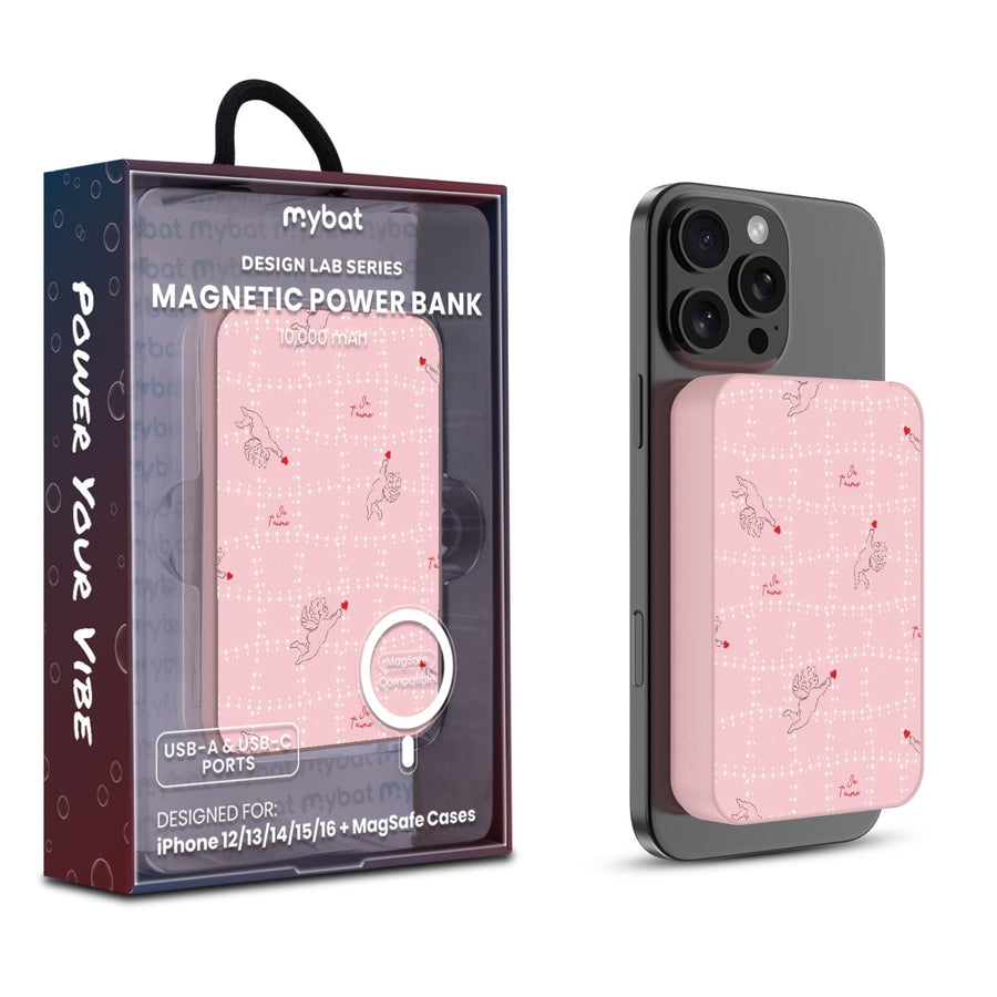 MyBat Design Lab 10000mAh Magnetic Wireless Power Bank - Pink - Cupid's Bow
