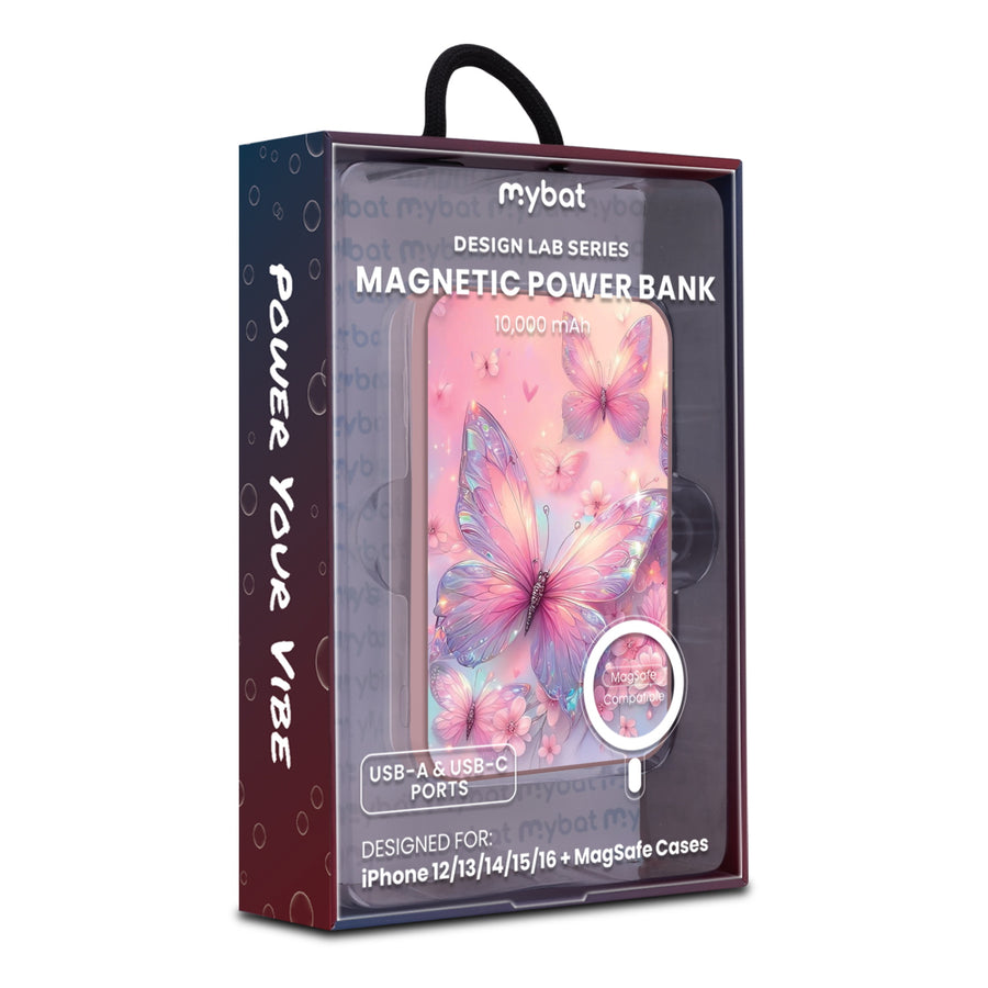 MyBat Design Lab 10000mAh Magnetic Wireless Power Bank - Pink - Pink Butterflies - MPBBAT143-PK-361-9.jpg