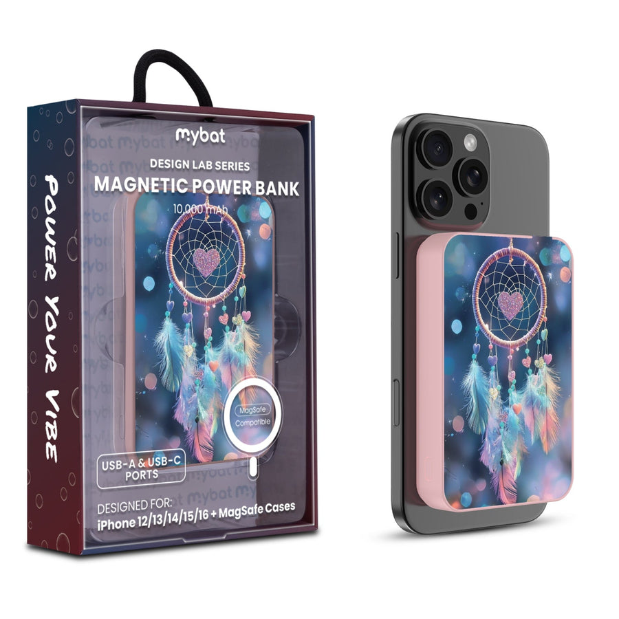 MyBat Design Lab 10000mAh Magnetic Wireless Power Bank - Pink - Pastel Dreamcatcher