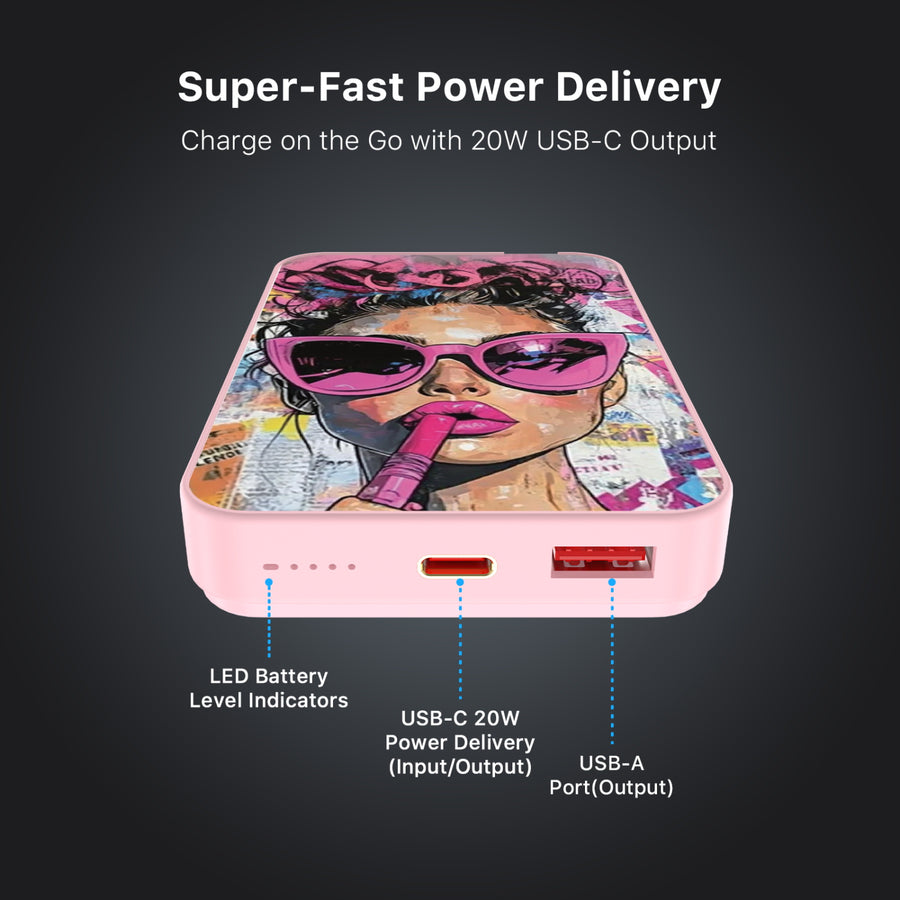 MyBat Design Lab 10000mAh Magnetic Wireless Power Bank - Pink - Graffiti Girl - MPBBAT143-PK-383-7.jpg