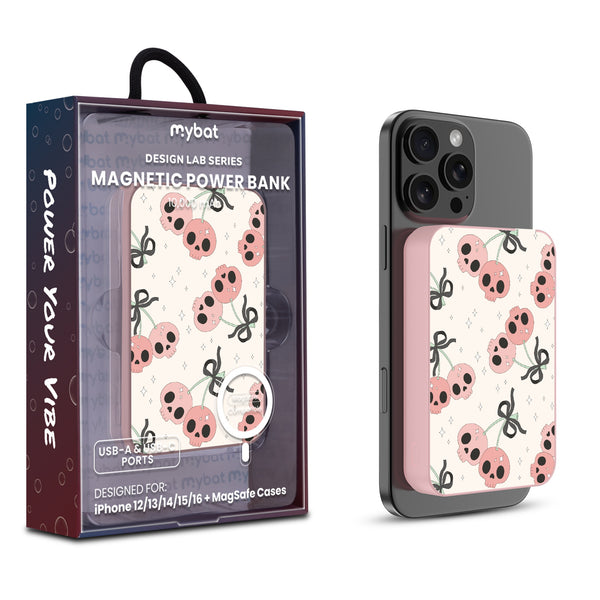 MyBat Design Lab 10000mAh Magnetic Wireless Power Bank - Pink - Cherry Skulls - MPBBAT143-PK-408-1.jpg