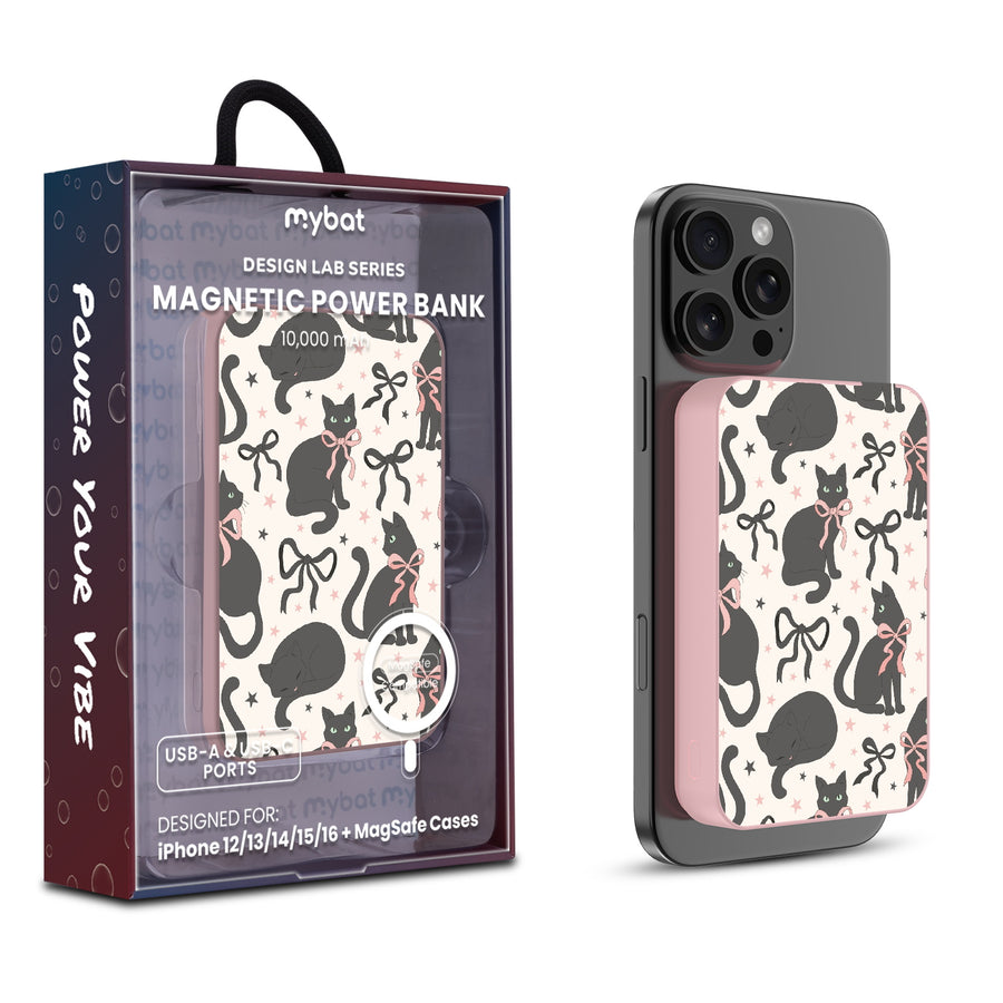 MyBat Design Lab 10000mAh Magnetic Wireless Power Bank - Pink - Coquette Cat - MPBBAT143-PK-410-1.jpg