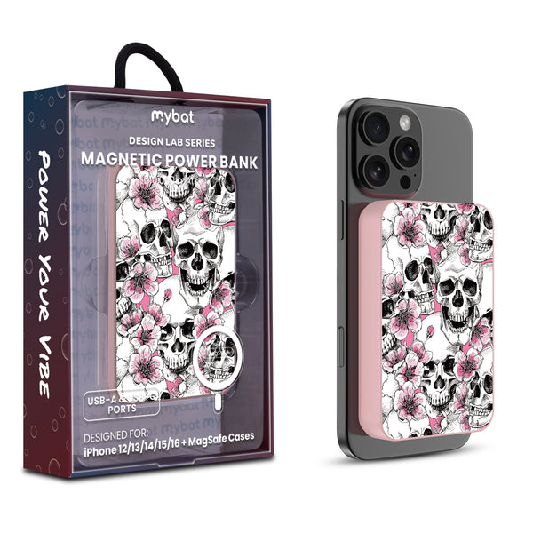 MyBat Design Lab 10000mAh Magnetic Wireless Power Bank - Pink - Death Blooms - MPBBAT143-PK-419-1.jpg