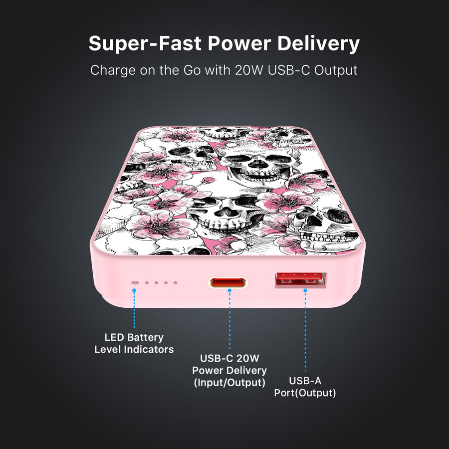 MyBat Design Lab 10000mAh Magnetic Wireless Power Bank - Pink - Death Blooms - MPBBAT143-PK-419-7.jpg