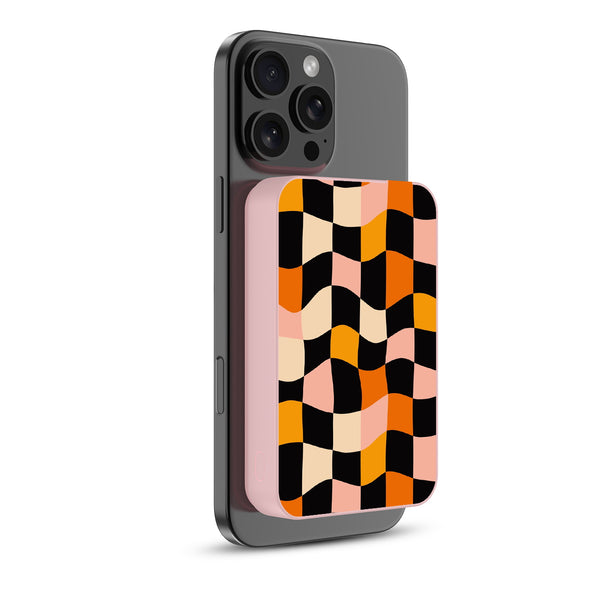 MyBat Design Lab 10000mAh Magnetic Wireless Power Bank - Pink - Groovy Check - MPBBAT143-PK-448-2.jpg