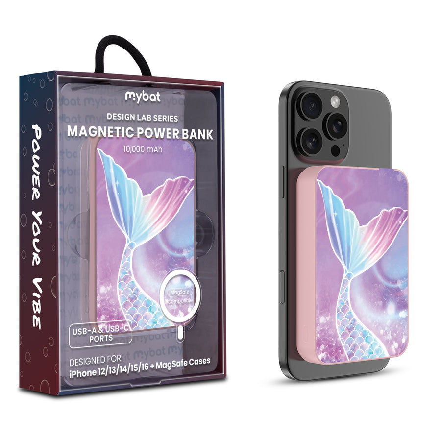 MyBat Design Lab 10000mAh Magnetic Wireless Power Bank - Pink - Mermaid Tail - MPBBAT143-PK-456-1.jpg