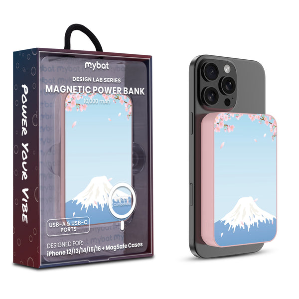 MyBat Design Lab 10000mAh Magnetic Wireless Power Bank - Pink - Fuji Blossoms - MPBBAT143-PK-492-1.jpg