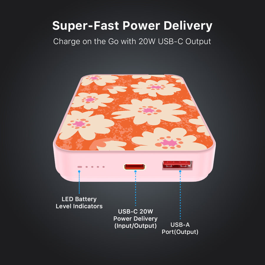 MyBat Design Lab 10000mAh Magnetic Wireless Power Bank - Pink – Sunset Hibiscus - MPBBAT143-PK-531-6.JPG