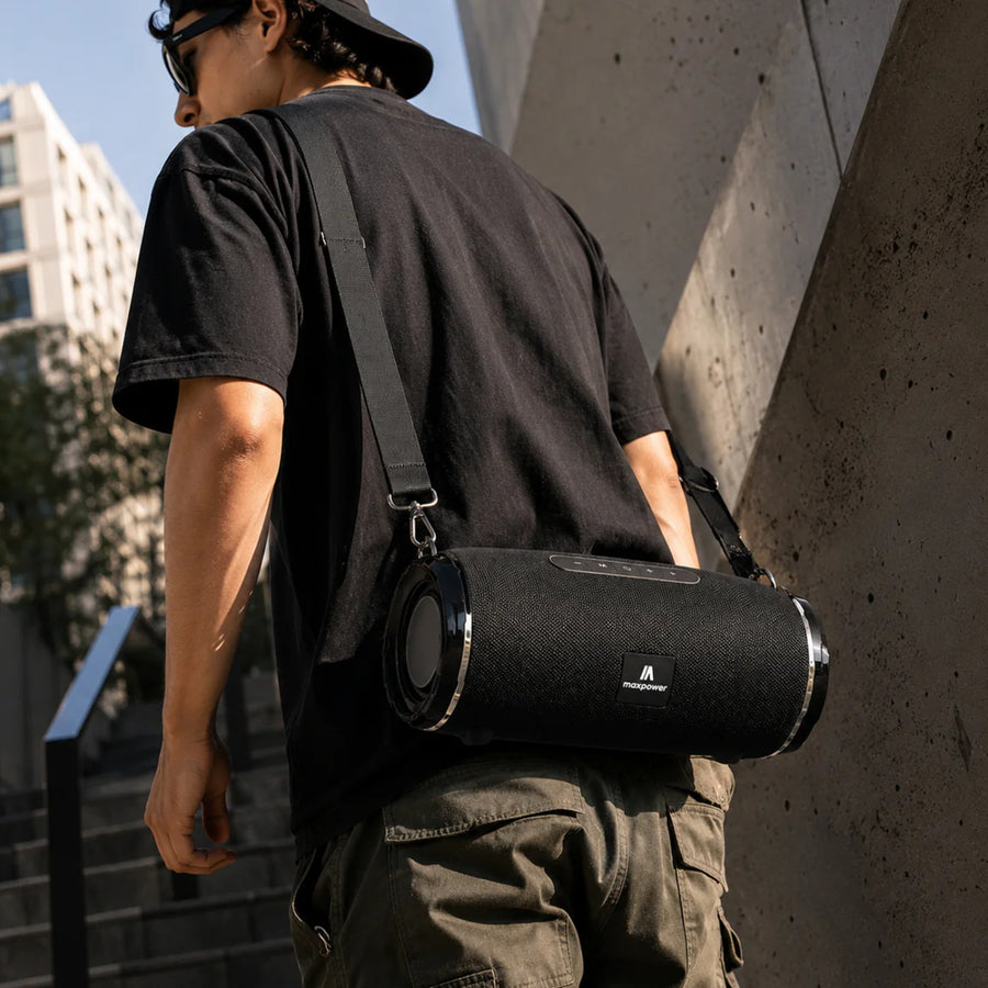 MaxPower ENCORE Heavy Duty Outdoor Portable Water resistance & dust proof Bluetooth speaker with shoulder strap & crisp clear sound - Black - MPD187-BK-5.JPG