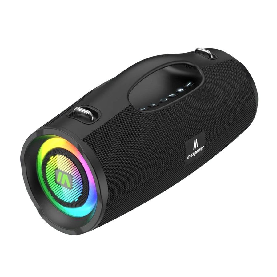 MaxPower Ultra Pro M2 Portable Bluetooth Speaker with LED Lights & Shoulder Strap - Black