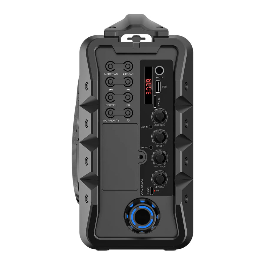 MaxPower Partybox Portable Bluetooth Karaoke Speaker 5” X 2 Woofer With 2.5” Tweeter, Mic & Shoulder Strap - Heavy Duty - Grey - MPD578-GR-2.jpg