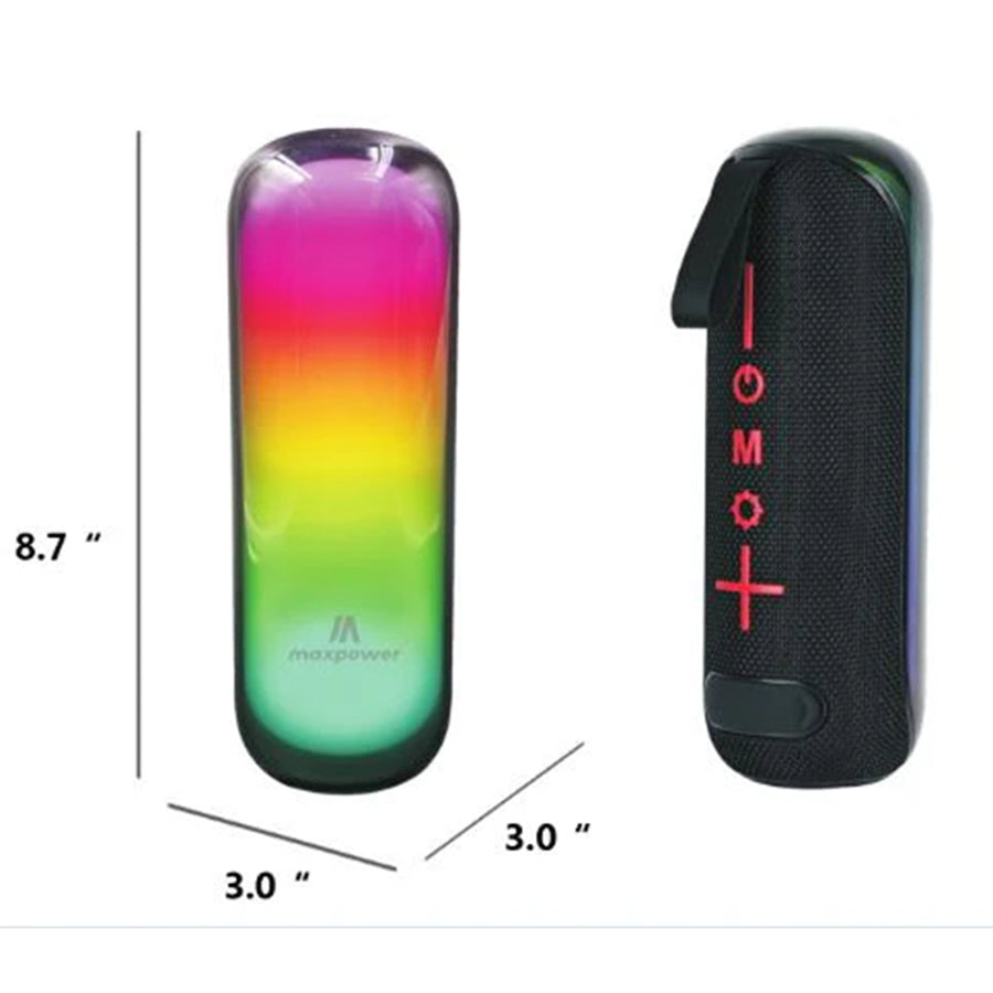 MaxPower Beat Glow Portable Bluetooth Speaker with Water Resistance, Different LED Lights, and Dust Proof - Black - MPD675BK-BEAT-GLOW-2.jpg
