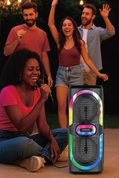 MaxPower MPD6D 6.5" Dual-Woofer Karaoke Speaker with LED Lights + Mic - Black - MPD6D-4.jpg