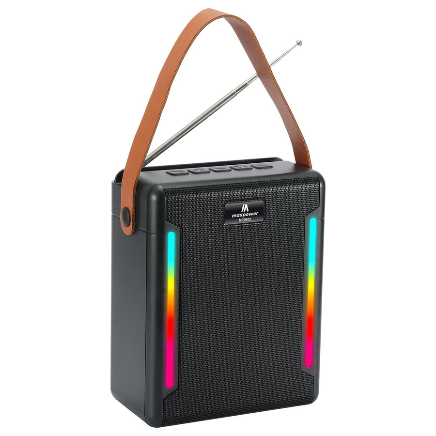 MaxPower Solar Beat Portable Bluetooth Speaker with Solar + USB-C Charging - Black