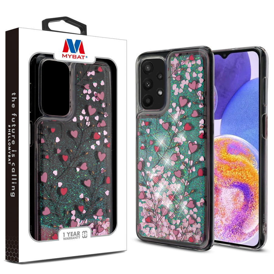 MyBat Quicksand Glitter Hybrid Protector Cover for Samsung Galaxy A23 5G - Heart Vines - MSA235GCSGTMM021-1.jpg