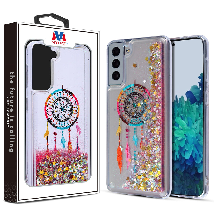 MyBat Quicksand Glitter Hybrid Protector Cover for Samsung Galaxy S21 Plus - Dreamcatcher & Gold Stars