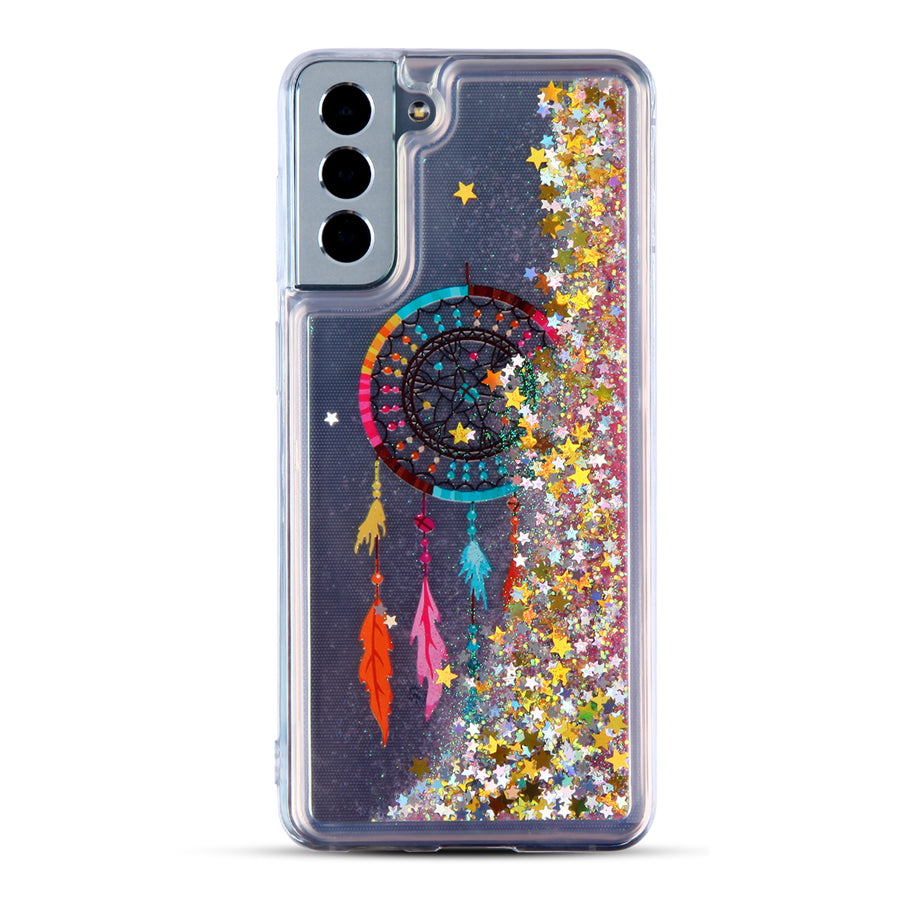 MyBat Quicksand Glitter Hybrid Protector Cover for Samsung Galaxy S21 Plus - Dreamcatcher & Gold Stars - MSS21PCSGTMM011-3.jpg