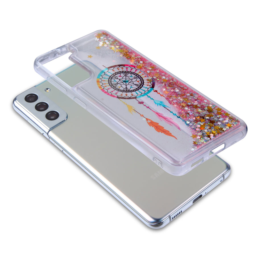 MyBat Quicksand Glitter Hybrid Protector Cover for Samsung Galaxy S21 Plus - Dreamcatcher & Gold Stars - MSS21PCSGTMM011-7.jpg