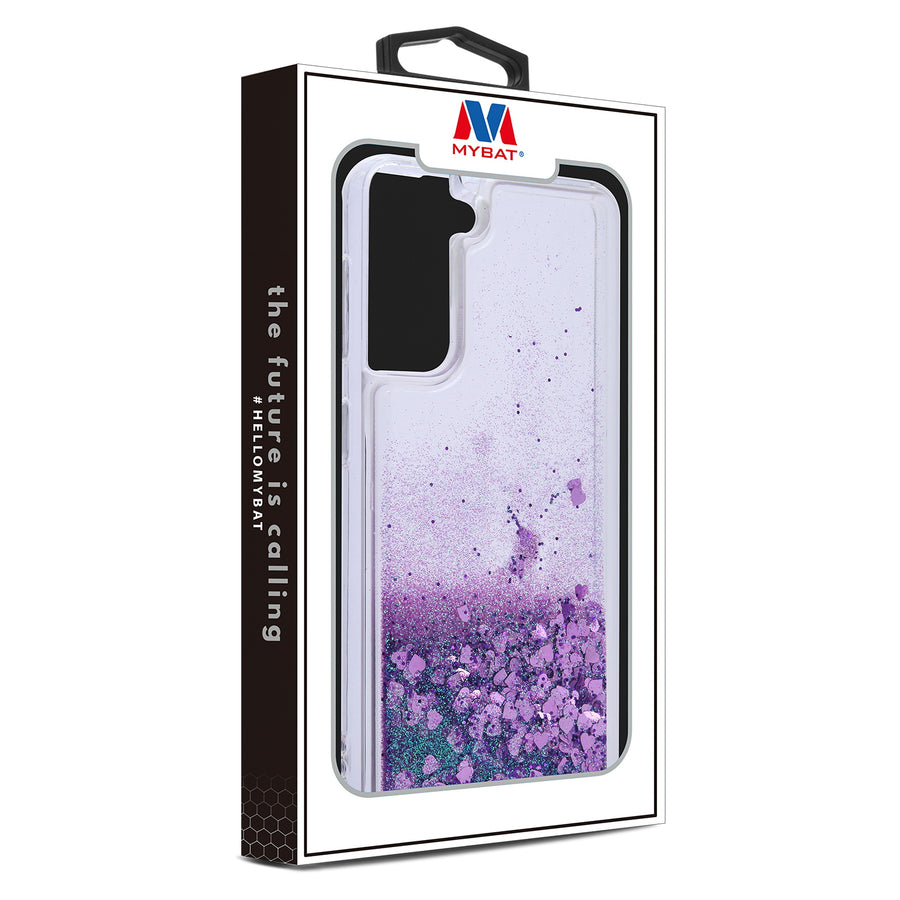 MyBat Quicksand Glitter Hybrid Protector Cover for Samsung Galaxy S21 Plus - Hearts & Purple - MSS21PCSGTMS041-3.jpg