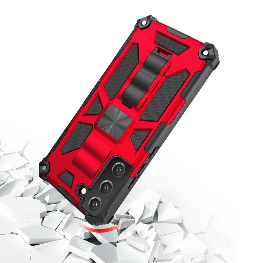 MyBat Sturdy Hybrid Protector Cover (with Stand) for Samsung Galaxy S22 Plus - Red / Black - MSS22PCSFSSS003-5.jpg