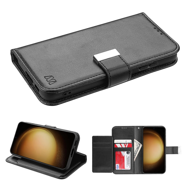 MyBat MyJacket Wallet Xtra Series for Samsung Galaxy S23 - Black / Black - MSS23PCMJG031-2.jpg
