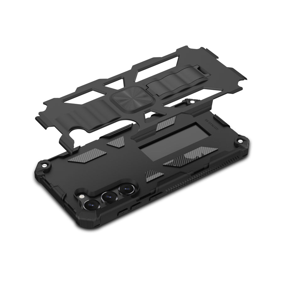 MyBat Sturdy Hybrid Protector Cover (with Stand) for Samsung Galaxy S23 Plus - Black / Black - MSS23PCSFSSS001-8.jpg