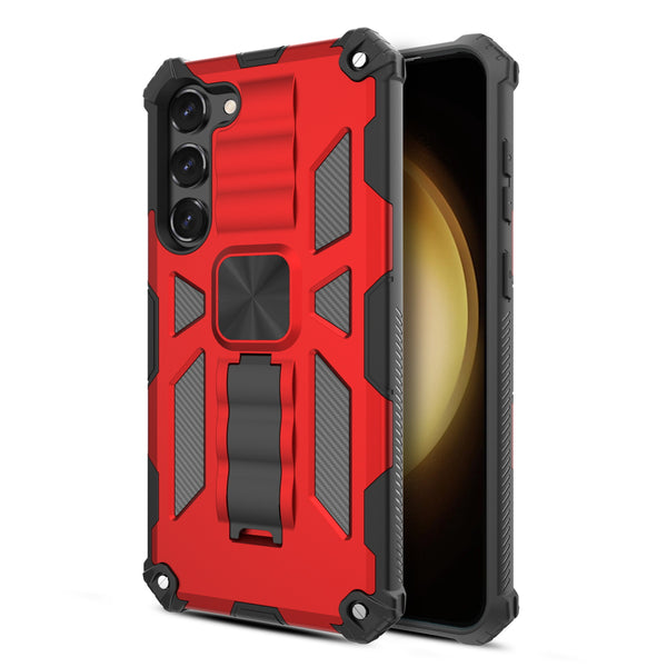 MyBat Sturdy Hybrid Protector Cover (with Stand) for Samsung Galaxy S23 Plus - Red / Black - MSS23PCSFSSS003-2.jpg
