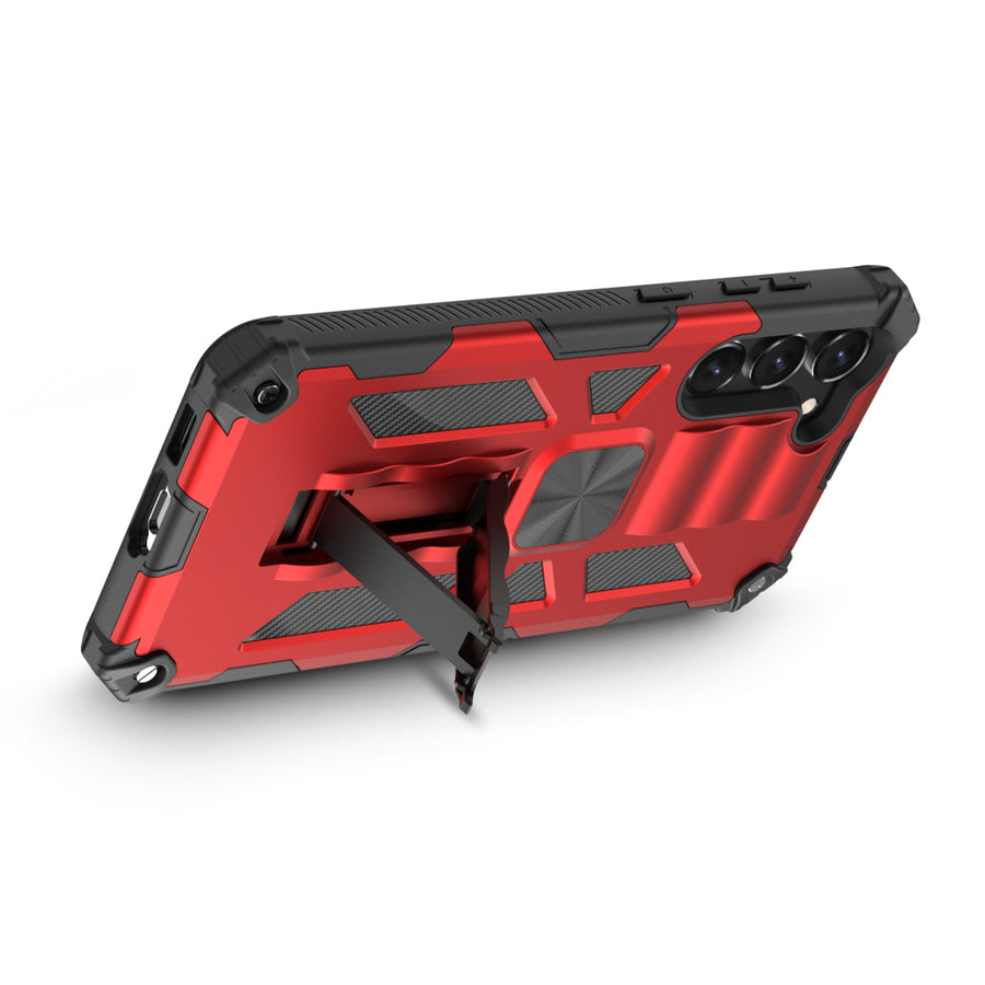 MyBat Sturdy Hybrid Protector Cover (with Stand) for Samsung Galaxy S23 Plus - Red / Black - MSS23PCSFSSS003-7.jpg