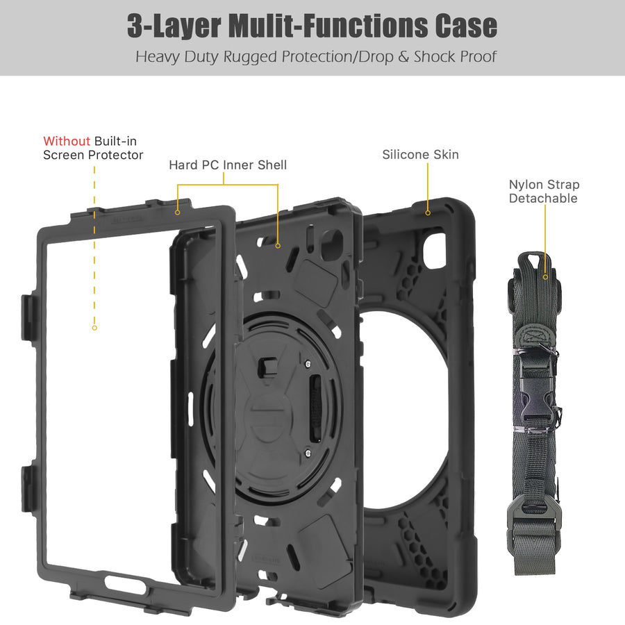 MyBat Rotatable Stand Protector Cover (with Wristband) for Samsung T220 (Galaxy Tab A7 Lite 8.7) - Black / Black - MST220CSRSSS001-7.jpg