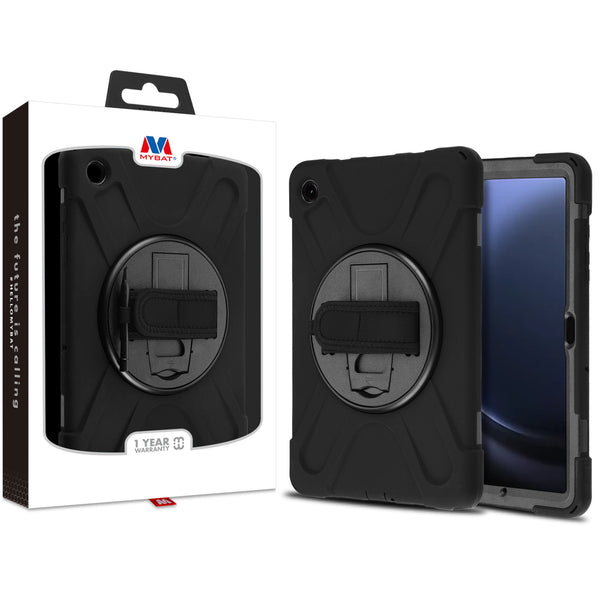 MyBat Rotatable Stand Protector Case (with Wristband) for Samsung Galaxy Tab A9+ 5G - Black / Black - MSTA9PCSRSSS001-1.jpg