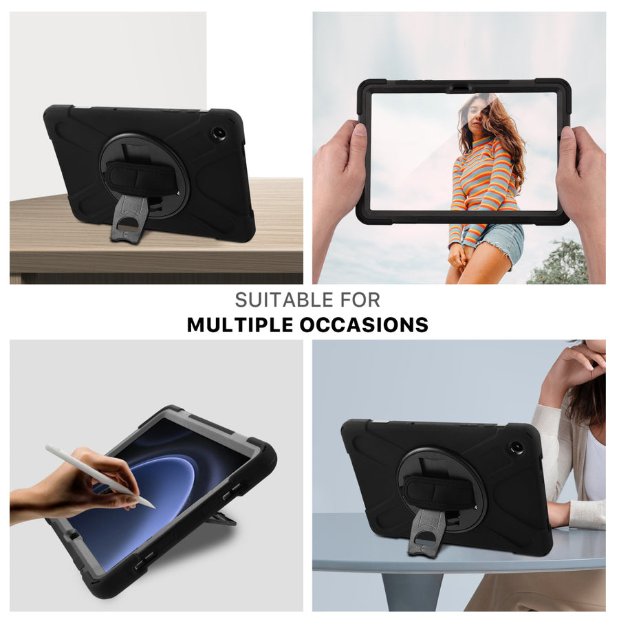 MyBat Rotatable Stand Protector Case (with Wristband) for Samsung Galaxy Tab A9+ 5G - Black / Black - MSTA9PCSRSSS001-6.jpg