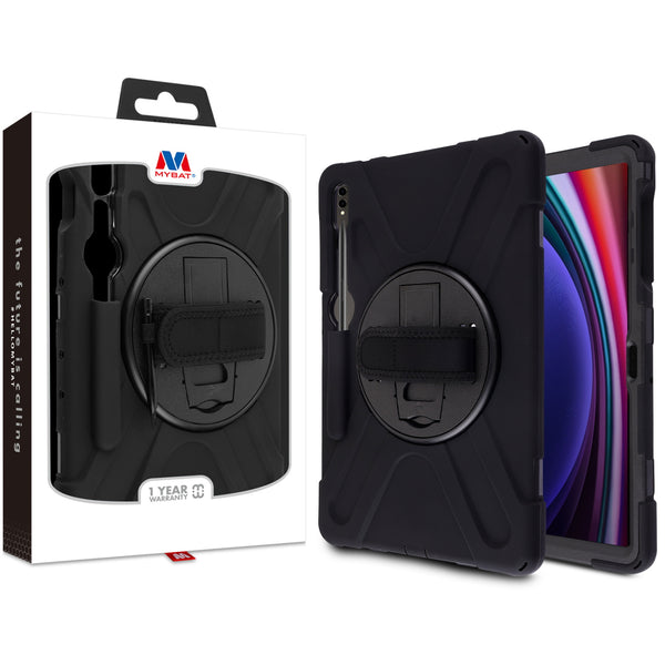 MyBat Rotatable Stand Protector Case (with Wristband) for Samsung Galaxy Tab S9+ / Galaxy Tab S10+ - Black / Black - MSTS9PCSRSSS001-1.jpg