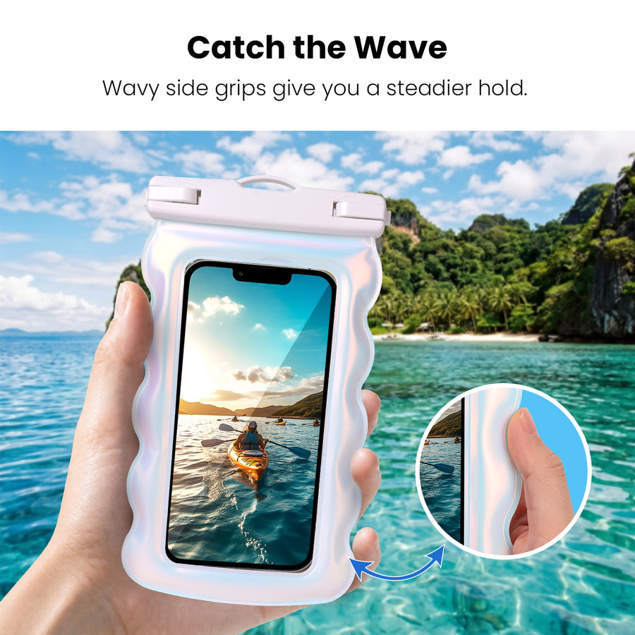 MyBat AquaLock MyBat AquaLock Wavy Floating Waterproof Pouch - White - MUNIWTPF082-3.JPG