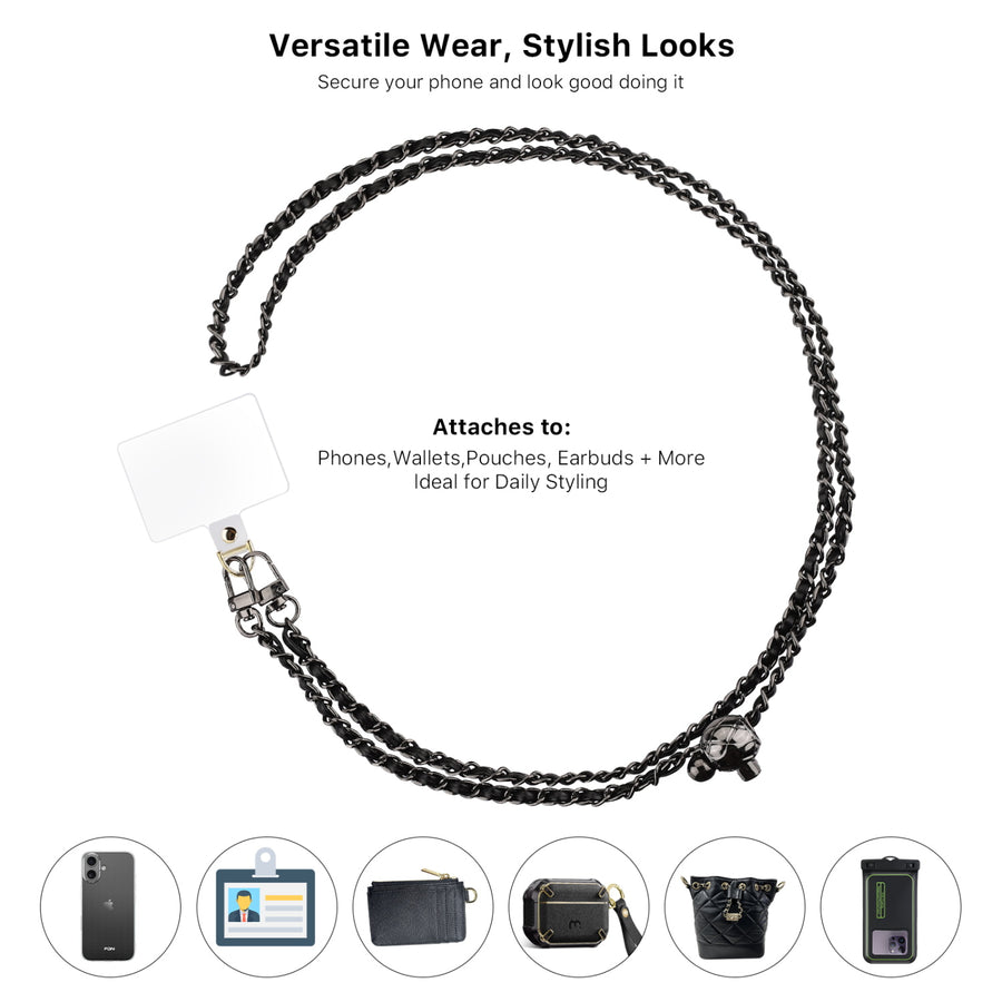 MyBat Obsidian Edge Adorn Series Chain Crossbody Phone Strap - Black - MUNPCH032-6.jpg