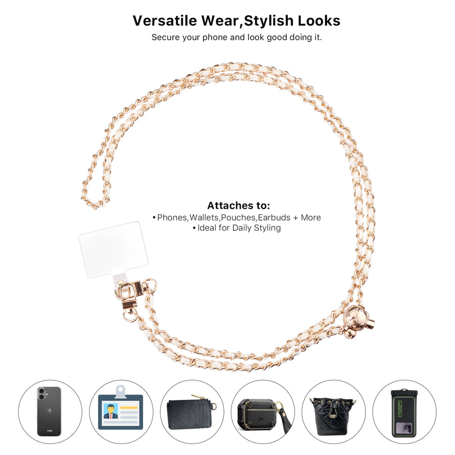 MyBat Gilded Ivory Adorn Series Chain Crossbody Phone Strap - White / Gold - MUNPCH033-6.jpg