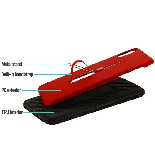 Airium Finger Grip Hybrid Protector Cover (with Silicone Strap & Metal Stand) for Apple iPhone XS Max - Red / Black - NIPXSMAXHPCFGSO004WP-2.jpg
