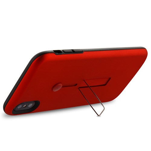 Airium Finger Grip Hybrid Protector Cover (with Silicone Strap & Metal Stand) for Apple iPhone XS Max - Red / Black - NIPXSMAXHPCFGSO004WP-3.jpg