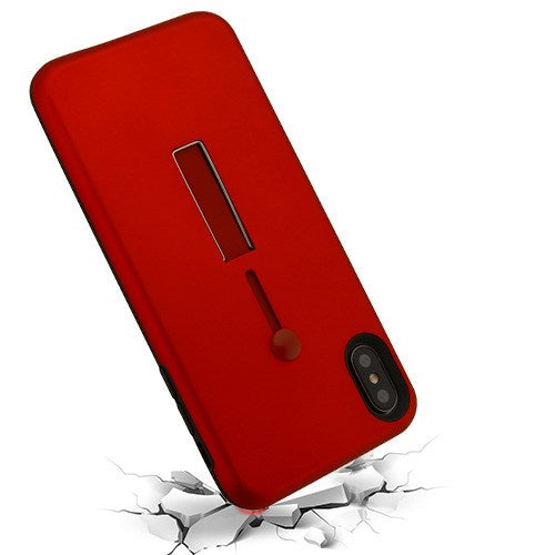 Airium Finger Grip Hybrid Protector Cover (with Silicone Strap & Metal Stand) for Apple iPhone XS Max - Red / Black - NIPXSMAXHPCFGSO004WP-5.jpg