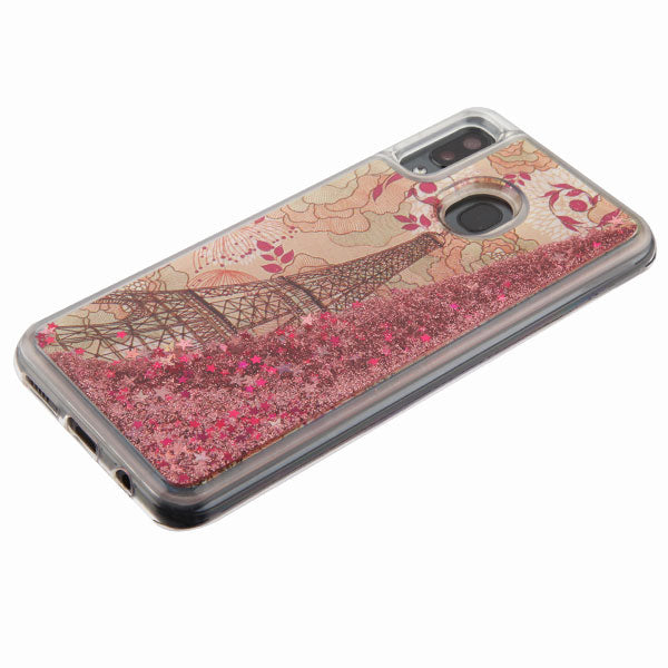 Airium Quicksand Glitter Hybrid Protector Cover for Samsung Galaxy A20 - Eiffel Tower & Rose Gold Stars - NSAMA20HPCGTIM013-4.jpg