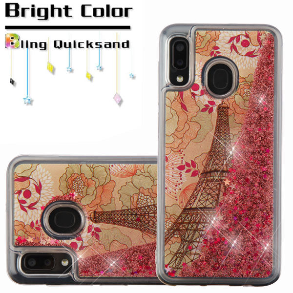 Airium Quicksand Glitter Hybrid Protector Cover for Samsung Galaxy A20 - Eiffel Tower & Rose Gold Stars - NSAMA20HPCGTIM013-5.jpg