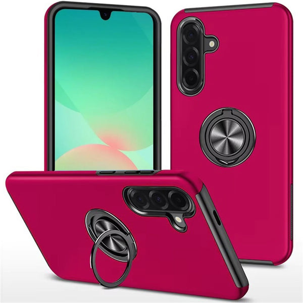 Chief Oil Painted Magnetic Ring Stand Hybrid Case Cover For Samsung Galaxy A27 - Hot Pink - QBCHIEF-A27-HPNK.jpg