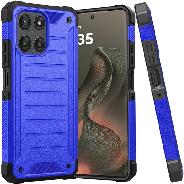 Premium Tough Lined Design Hybrid Case Cover For Motorola Moto Edge 2026 - Blue - QBMET-MTED26-BLUE.jpg