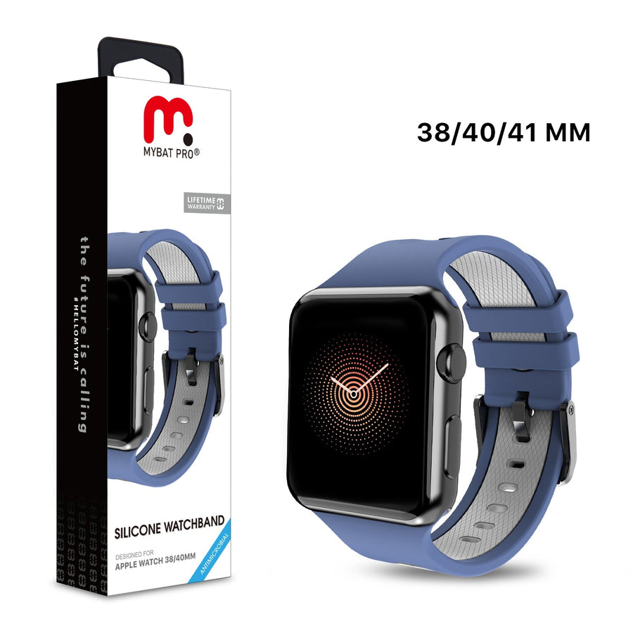 MyBat Pro Silicone Antimicrobial Watchband for Apple Watch 38mm / 40mm - Dark Blue / Grey