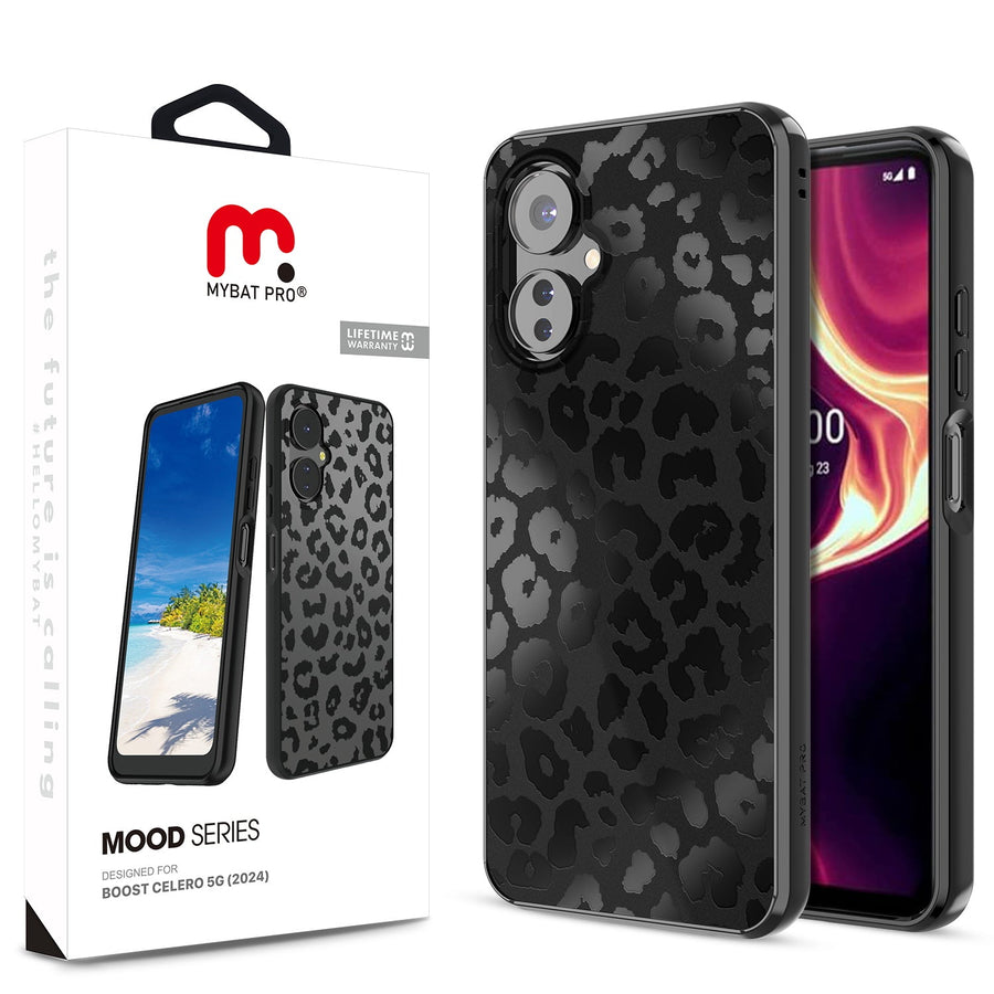 MyBat Pro Mood Series Case for Boost Celero 5G (2024) - Black Leopard