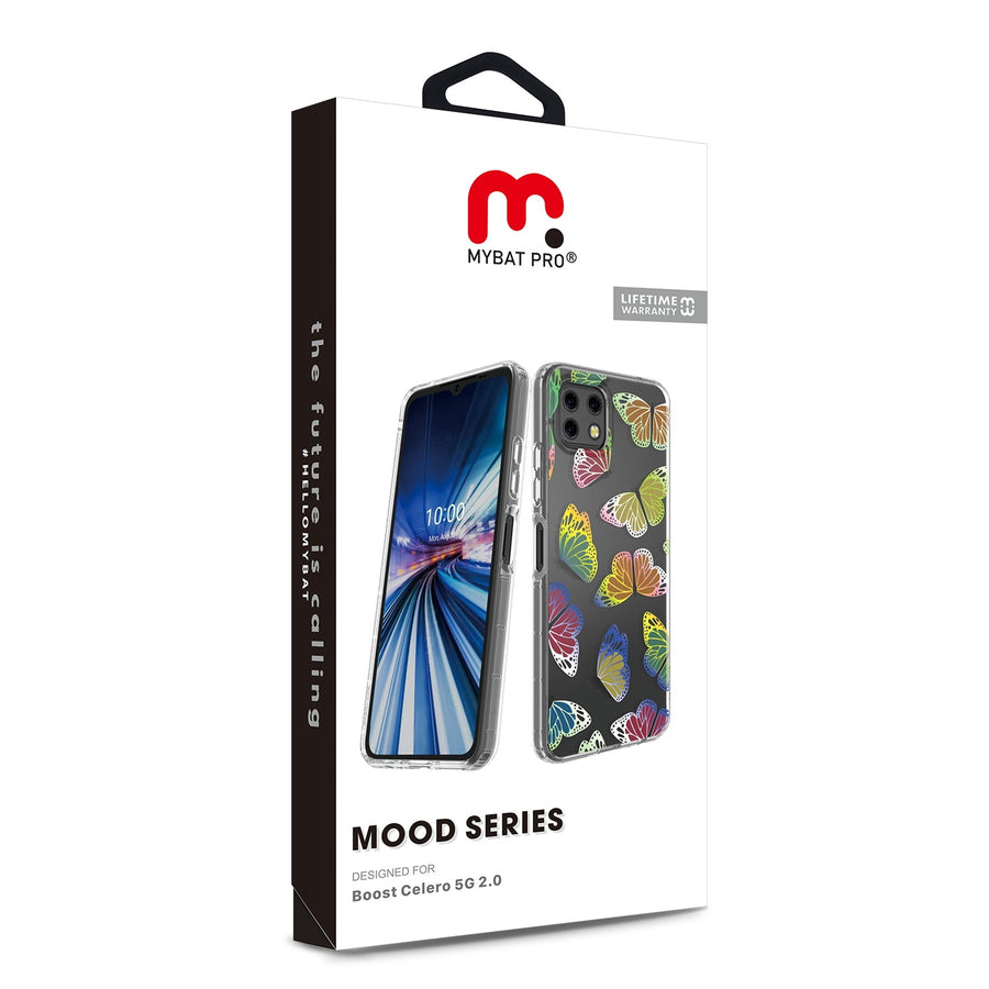 MyBat Pro Mood Series Case for Boost Celero 5G 2.0 - Neon Butterflies